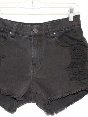 Billabong Womens Black Distressed Cut Off  Jean Shorts  Sz 3 26in  (23-8)